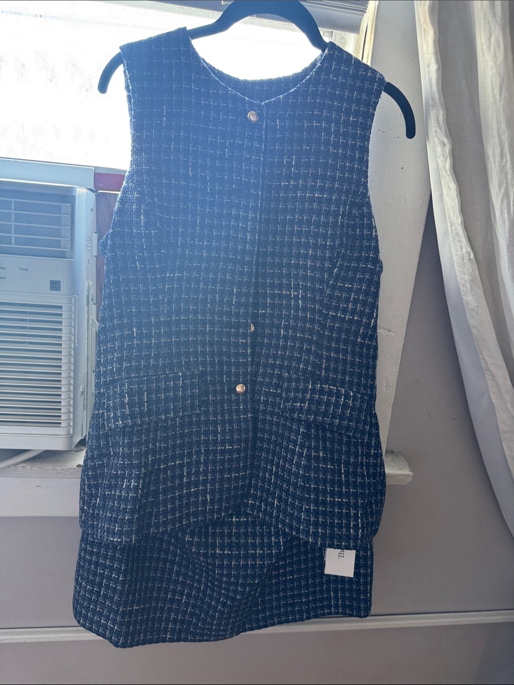 Amanda Uprichard Black & White Tweed Sleeveless Shift Dress